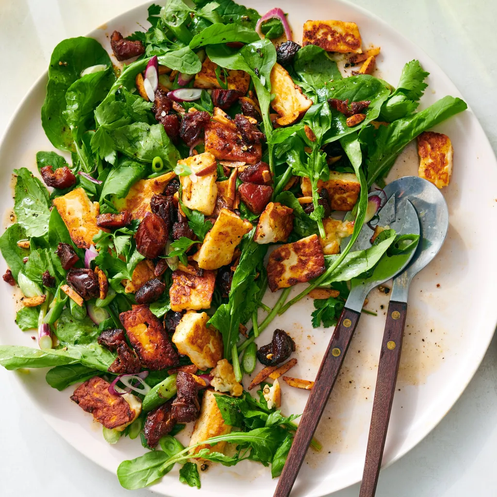 Crispy Halloumi Salad With Dates and Arugula (1)