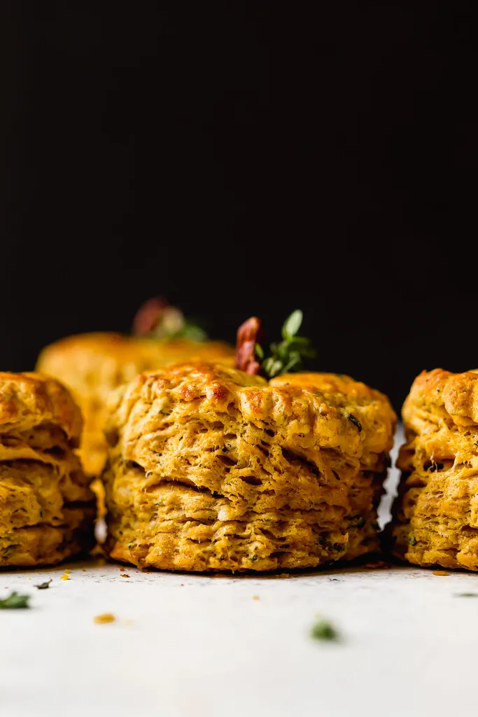 Extra Flaky Pumpkin Biscuits with Garlic Herb Butter